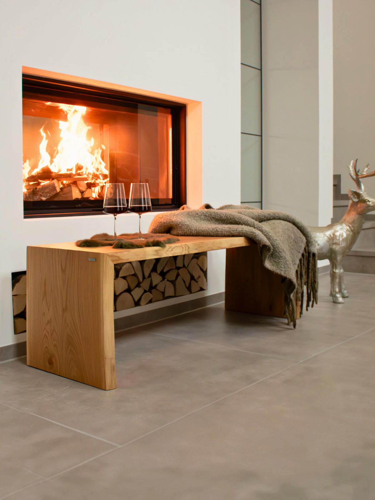 MASSIVHOLZBANK aus Eiche mit Baumkante M - Eichefarben, Holz (100/45/40cm) - holz4home