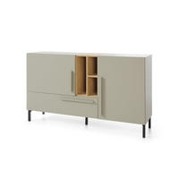 KINDERKOMMODE SORENTO 06 155/40/90 in Eukalyptus/Baltic Düne Eiche/Schwarzer Onyx - Eukalyptusholzfarben/Eichefarben, Holzwerkstoff (155/90/40cm) - Deine Möbel 24
