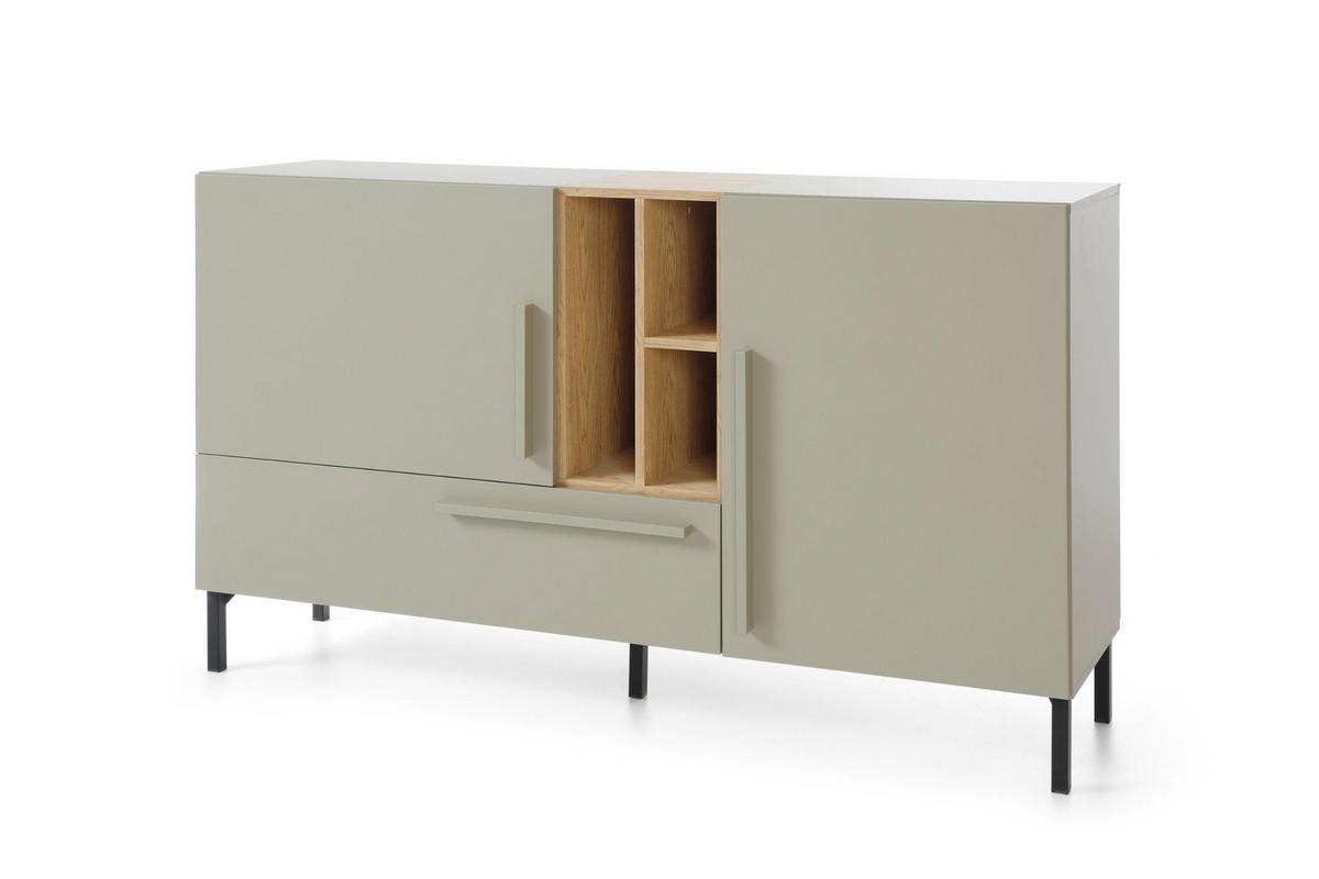 KINDERKOMMODE SORENTO 06 155/40/90 in Eukalyptus/Baltic Düne Eiche/Schwarzer Onyx - Eukalyptusholzfarben/Eichefarben, Holzwerkstoff (155/90/40cm) - Deine Möbel 24