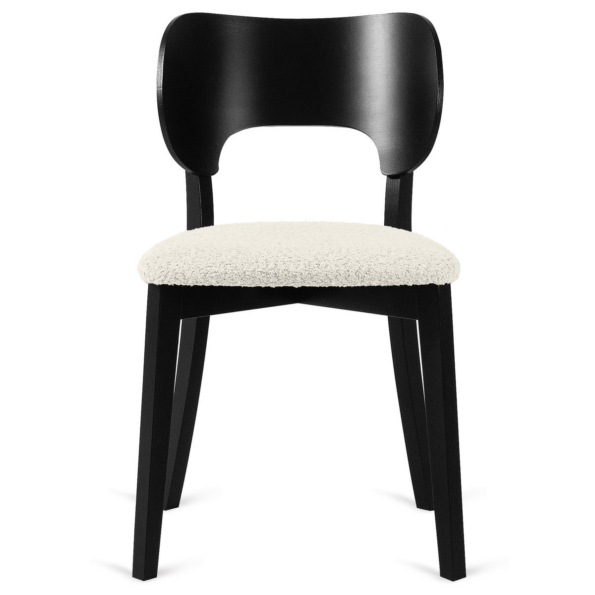 HOLZSTUHL LYCO Esstischstühl 2-er Set, Bouclé - Schwarz/Weiß, Holz/Textil (47/80.5/45cm) - KONSIMO®
