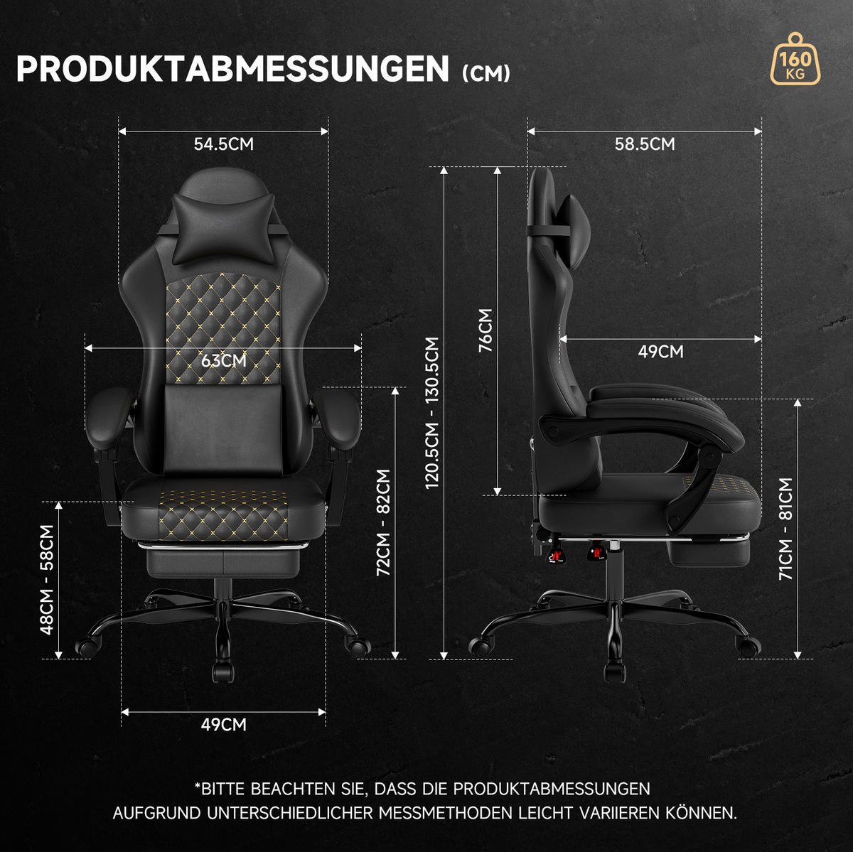 GAMINGSTUHL ergonomisch verstellbar Leder Black - Schwarz, Kunststoff (63/120.5/58.5cm) - Meubliv
