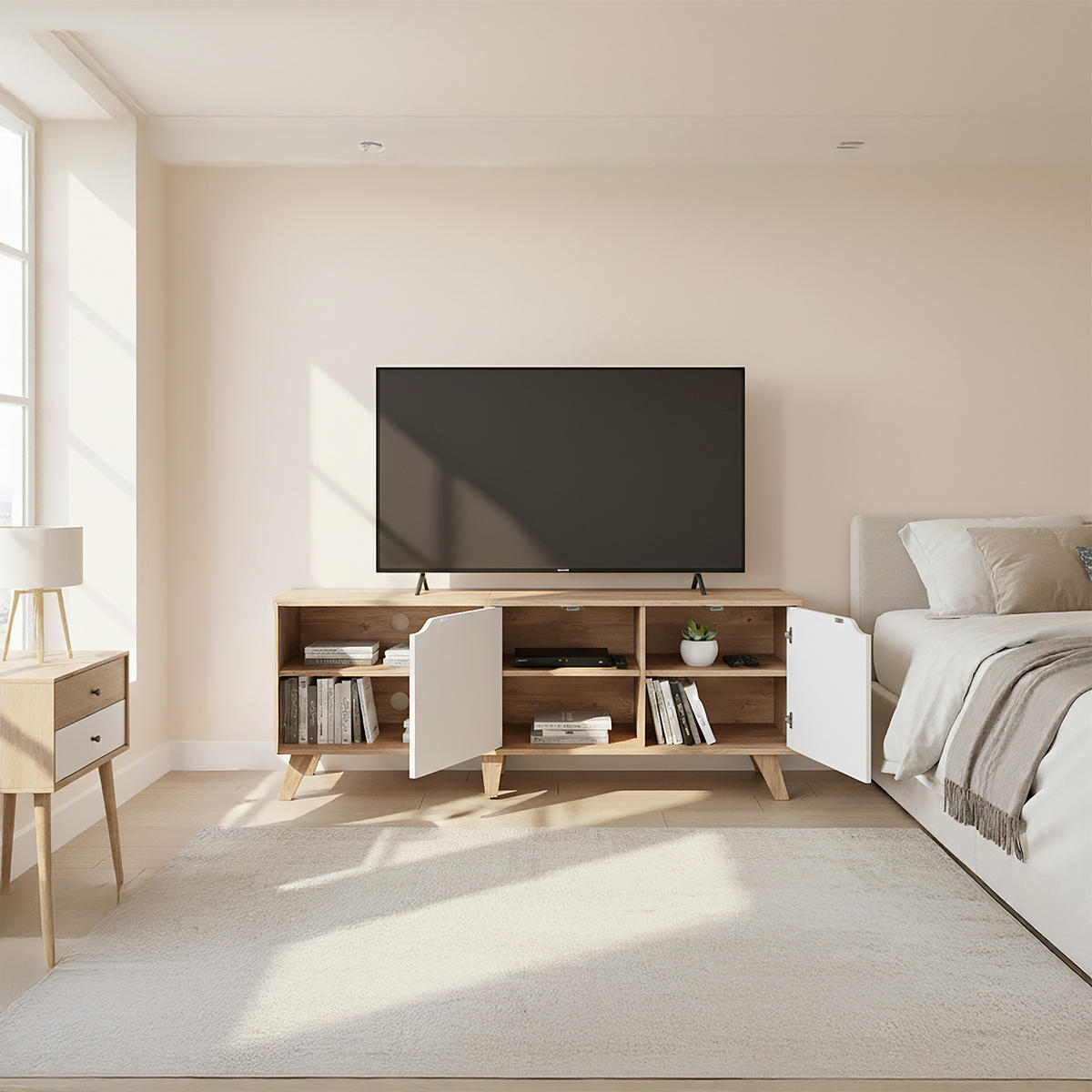 TV-LOWBOARD - Hellbraun, Holzwerkstoff (140/50/40cm) - Relaxdays