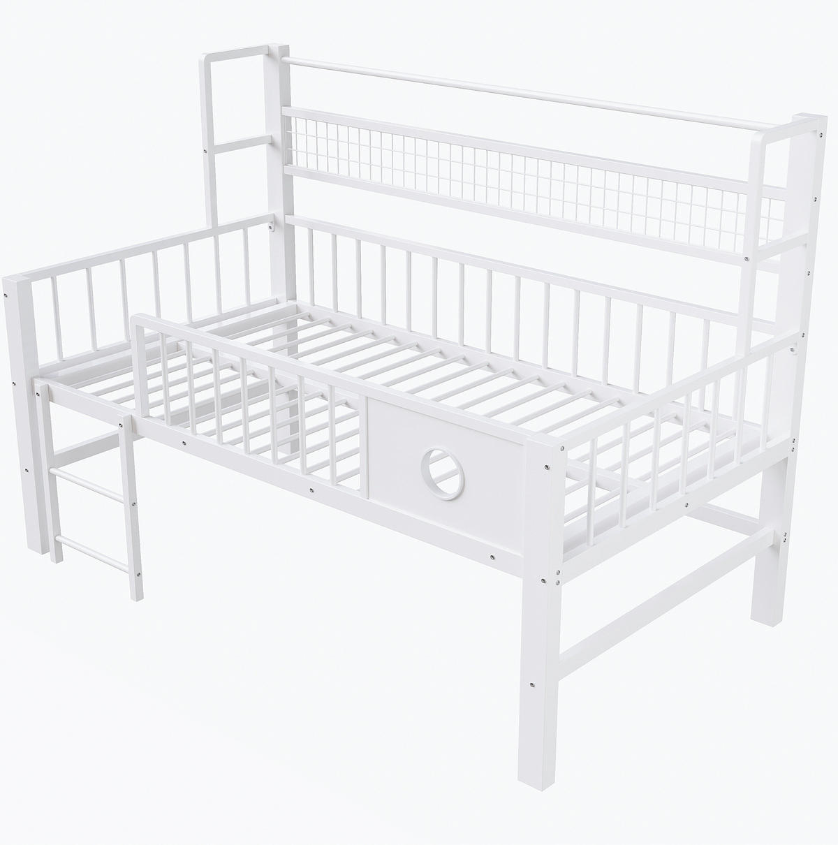 KINDERHOCHBETT niedrig mit Stauraum 90x200 cm Metall Weiß - Weiß, Metall (90/200cm) - Beauniv