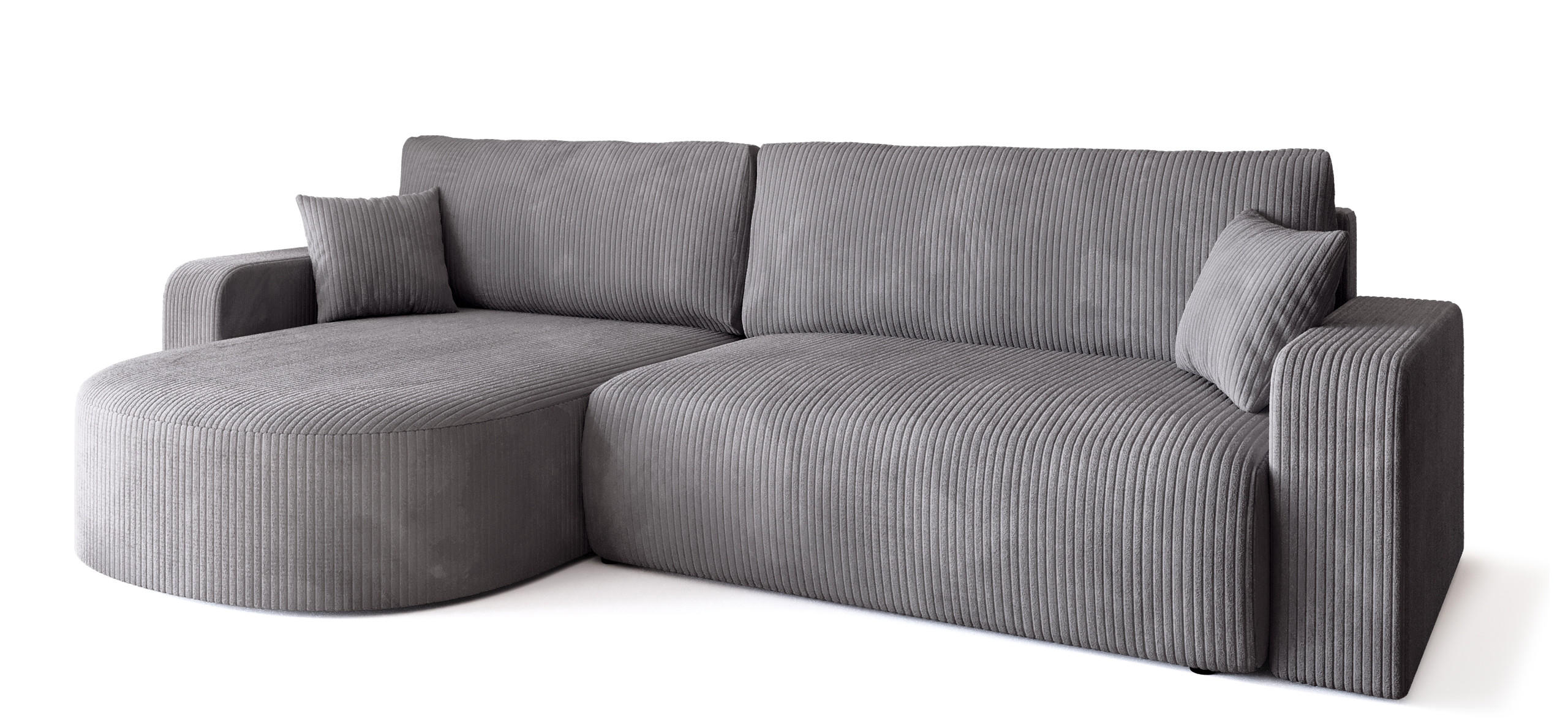 ECKSOFA Bisk mit Schlaffunktion Hellgrau Cordstoff - Hellgrau, Textil (275/170cm) - Bromarkt