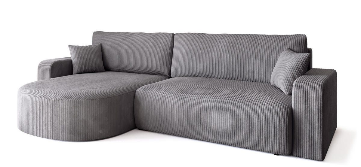 ECKSOFA Bisk mit Schlaffunktion Hellgrau Cordstoff - Hellgrau, Textil (275/170cm) - Bromarkt