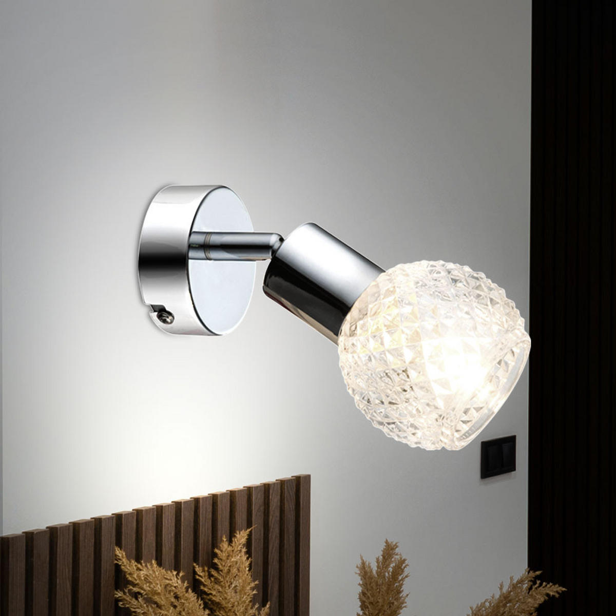 WANDLEUCHTE Chrom Glas Silber - Silberfarben, Glas (8/15.5/17cm) - Globo Lighting