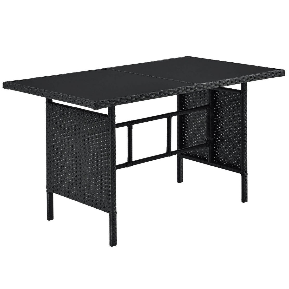 LOUNGEGARNITUR Manacor schwarz,creme - Creme/Schwarz, Kunststoff/Metall - Juskys