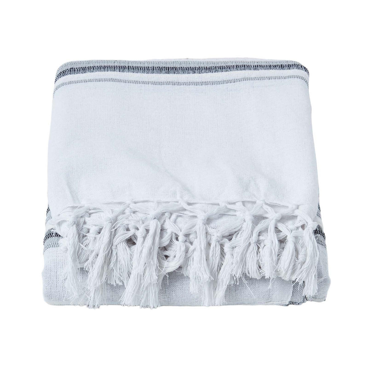 TAGESDECKE Morocco 255/360 cm, Baumwolle gestreift - Hellgrau, Textil (255/360cm) - Homescapes