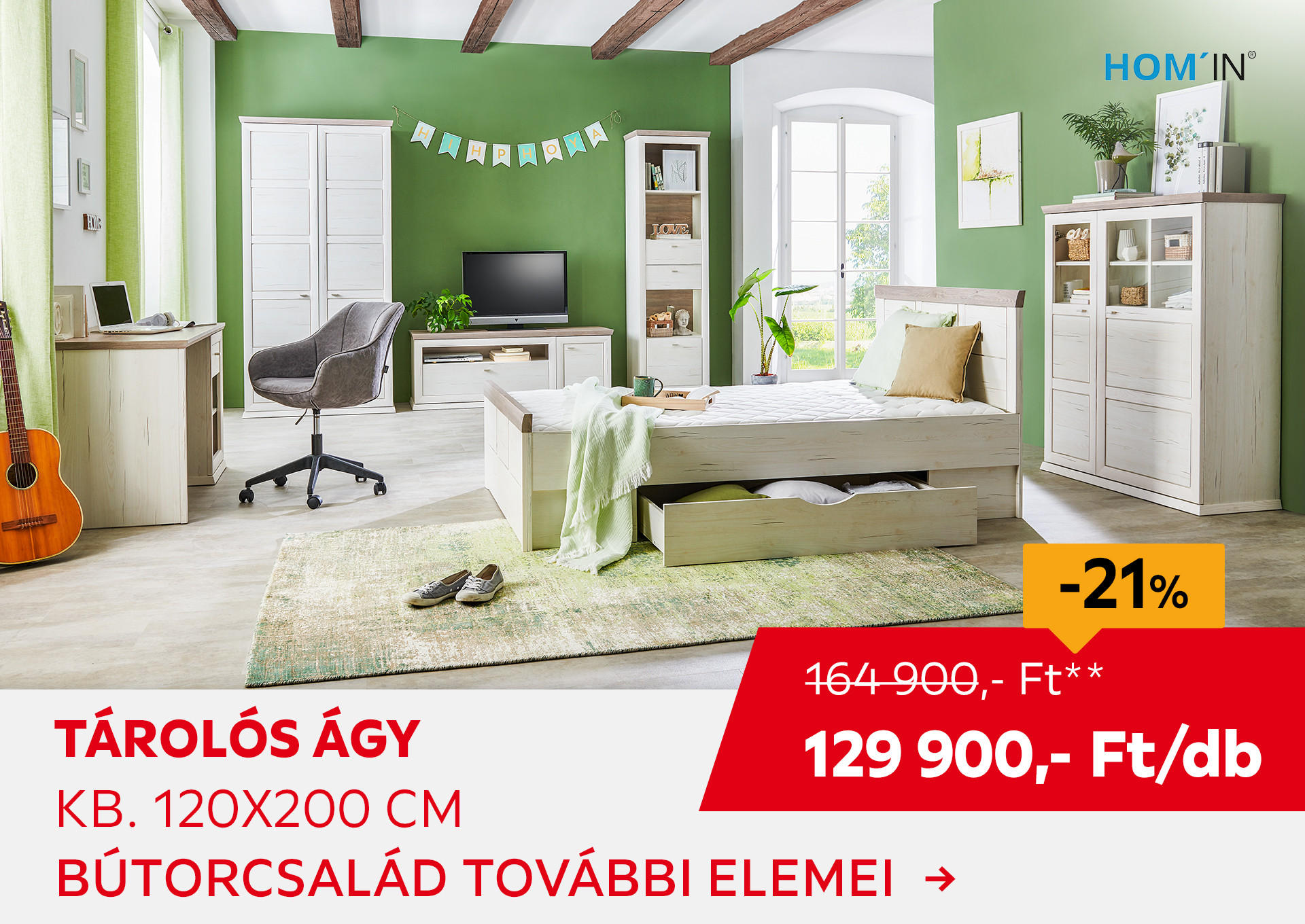 TÁROLÓS ÁGY Kb. 120x200 cm Kiemelt termék 164900 Ft.- helyett 129900 Ft.-