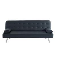 SCHLAFSOFA - 2 Personen - Kunstleder - Schwarz - - Schwarz, Leder (186/76/83cm) - Vente-Unique