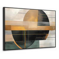 LEINWAND Bilder mit Rahmen - Abstrakt - Gold - Bronze - Grün - Formen - Modern - 150x100 - Multicolor, Textil (150/100cm) - MuchoWow