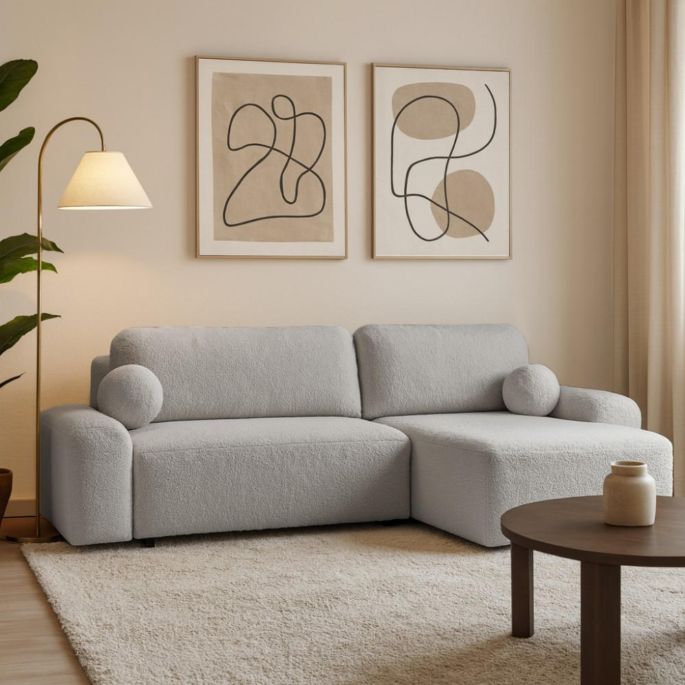 ECKSCHLAFSOFA Noel mit universelle Ottomane, Hellgrau - Hellgrau/Schwarz, Textil (280/163cm) - Beautysofa
