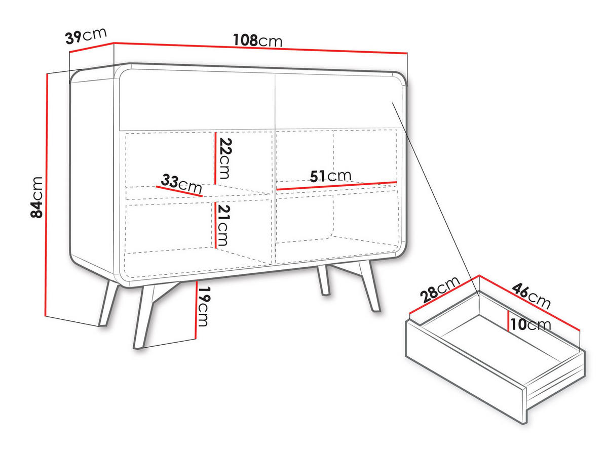 KOMMODE Helion KSZ108 - Nussbaumfarben, Holz/Holzwerkstoff (108/84/39cm) - MIRJAN24