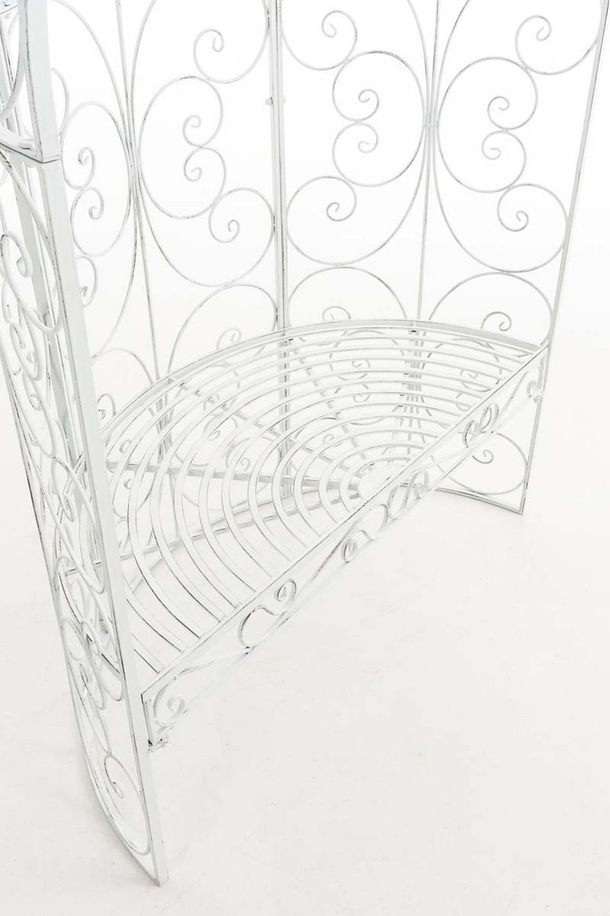 HALBPAVILLON mit Sitzbank Boston Metall Antik weiß Gartenbank - Weiß, Metall (120/178/58cm) - DELUKE