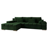 ECKSOFA Bangkok, Seite: Links - Waldgrün/Silberfarben, Holz/Textil (310/175cm) - MIRJAN24