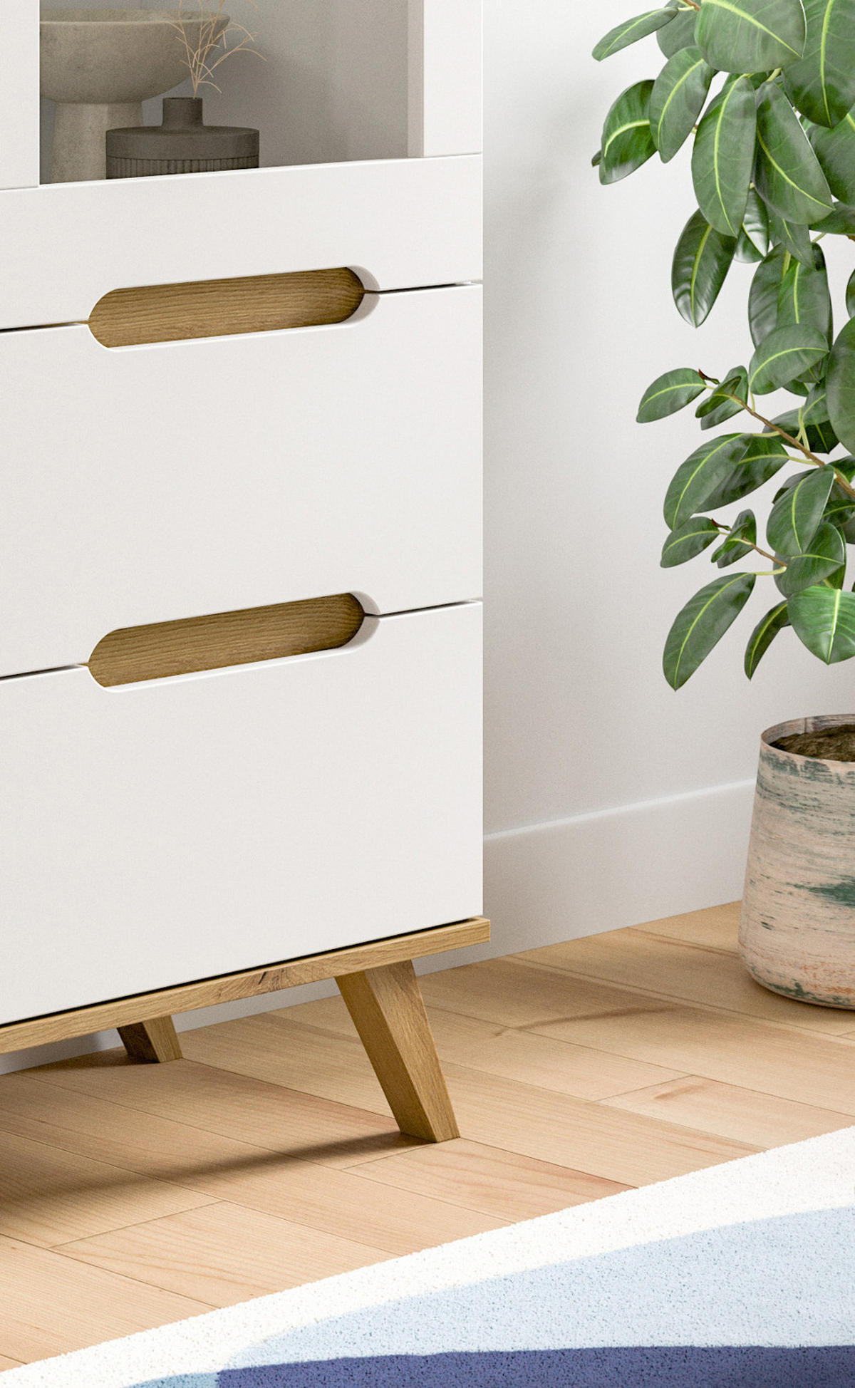 HIGHBOARD weiß, Eiche 100 x 140 cm, Anrichte mit Soft-Close - Eichefarben/Weiß, Holzwerkstoff/Metall (100/140/40cm) - Inn.Furn