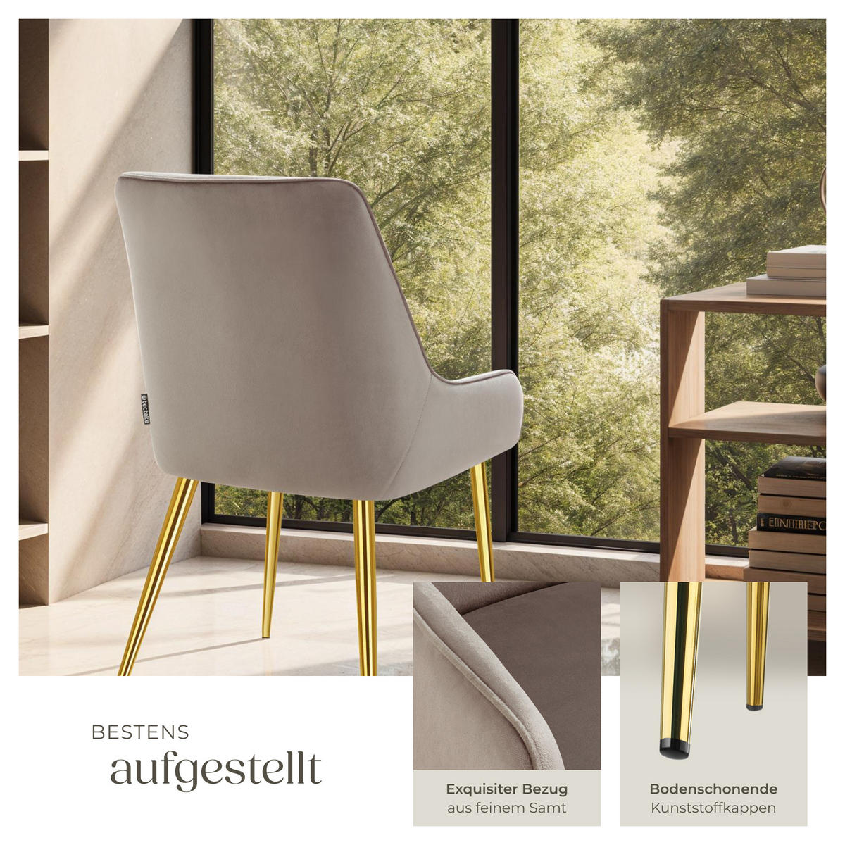 POLSTERSTUHL 6er Set Avane 52 x 61 x 89 cm taupe - Taupe, Textil (52/89/61cm) - tectake
