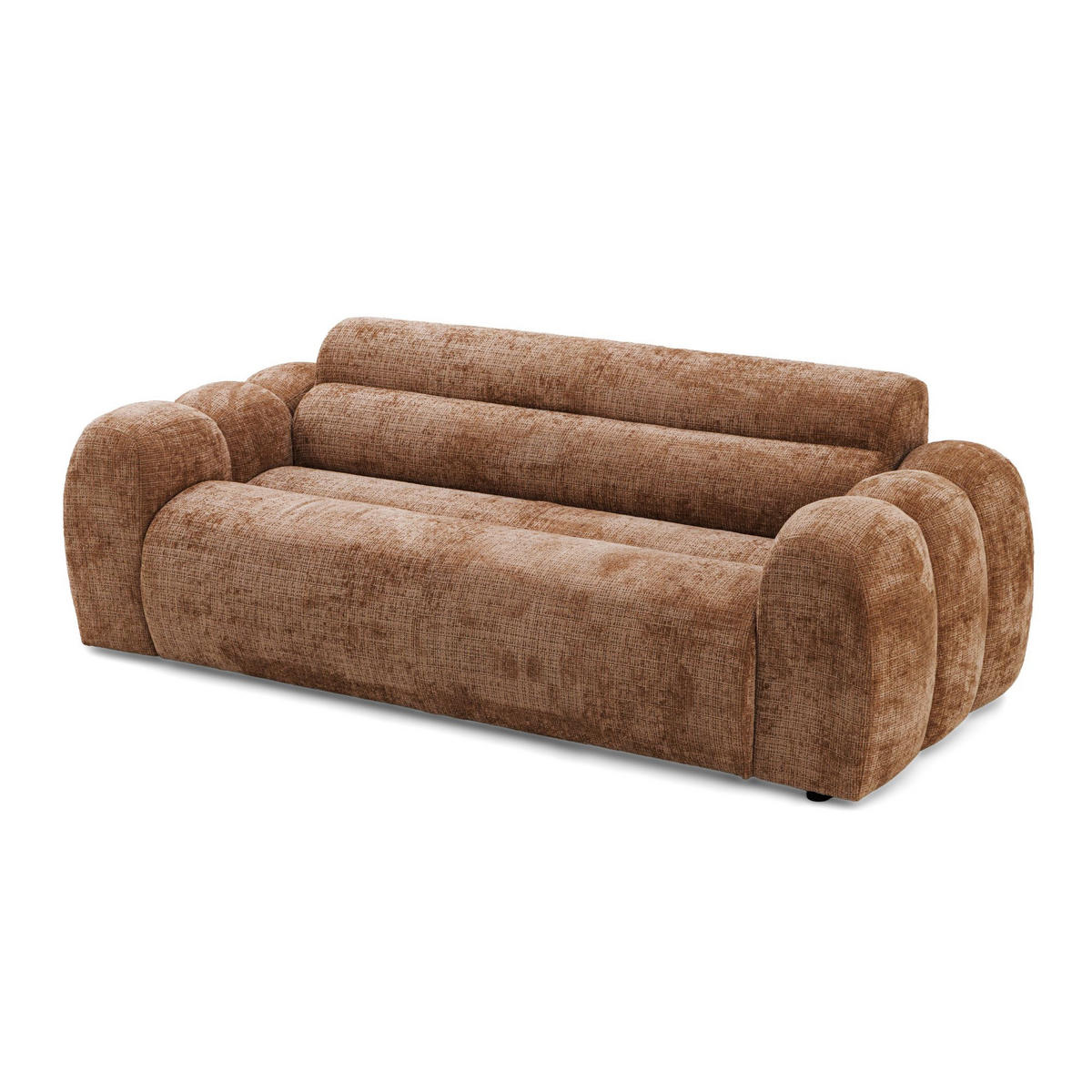2-SITZER modulares Sofa VEER, Breite 213 cm Chenille Webstoff Orange - Schwarz/Orange, Holz/Kunststoff (213/75/95cm) - Muffo
