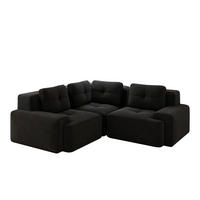ECKSOFA aus Cord mit modularem Design Schwarz - Schwarz, Textil (104/177cm) - Modenvie