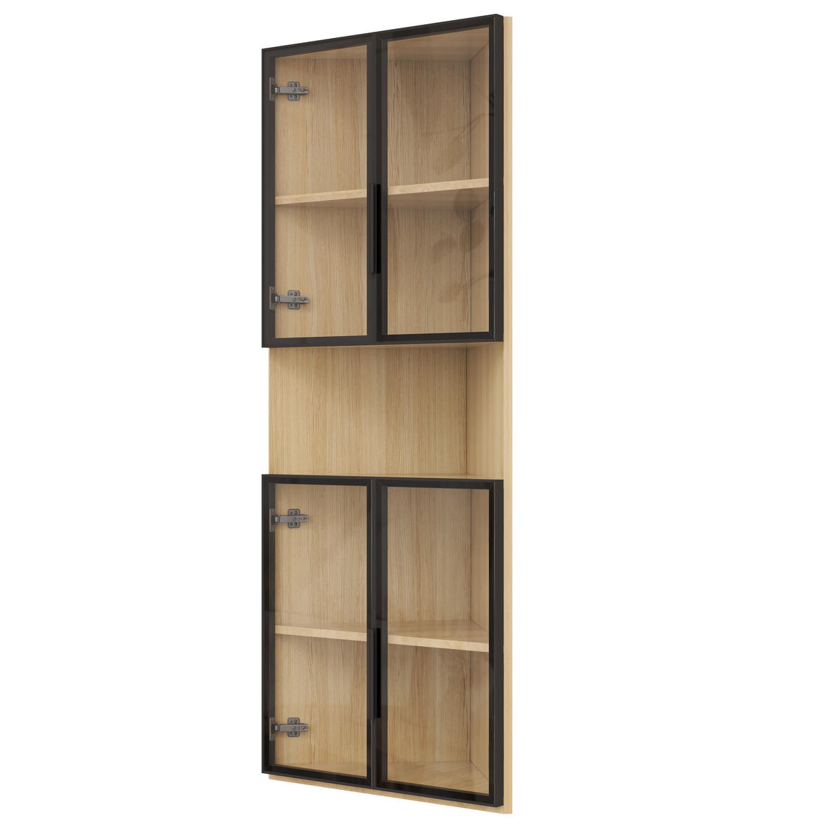 VITRINE 62cm Eiche Glas LED Eckvitrine modern - Eichefarben, Holzwerkstoff (62/160/32cm) - FLIEKS