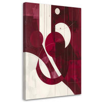 WANDBILD, Minimalistische Abstraktion mit burgunderroten geometrischen Formen - Rot, Textil (80/120cm) - Feeby