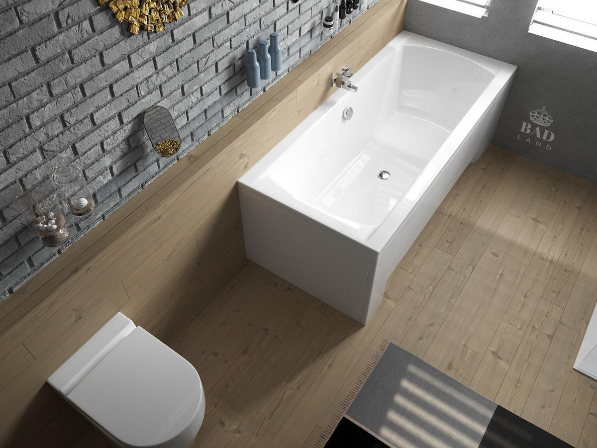 BADEWANNE Rechteck INES 180/80 Ablauf & Füße - Weiß, Kunststoff (80/62/180cm) - bad land