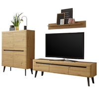 WOHNWAND Artisan Eiche schwarz, Wohnkombination 3-teilig skandinavisch, 287 x 170 cm - Eiche Artisan, Holzwerkstoff (287/170/40cm) - Furn.Design