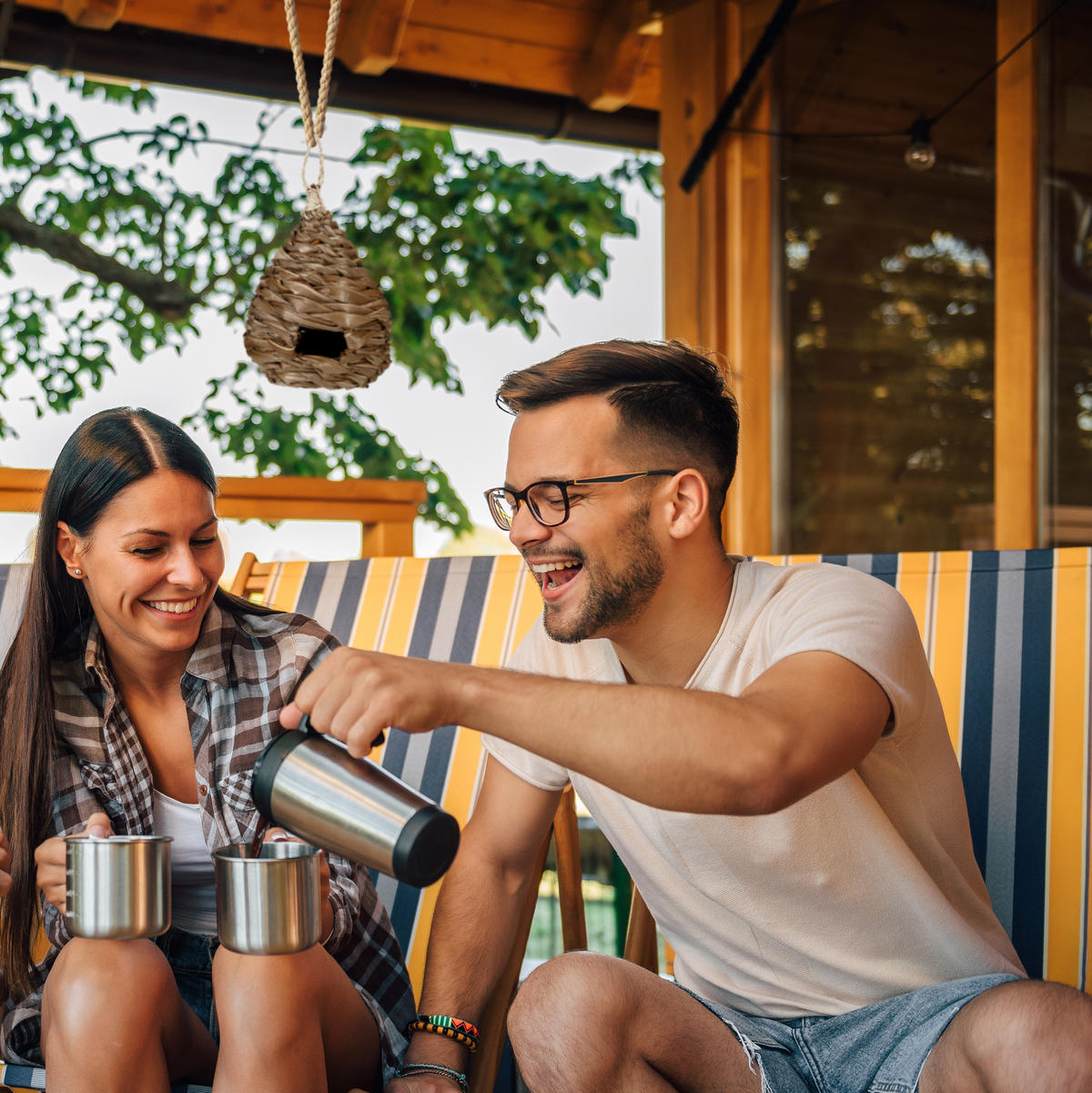 VOGELHAUS - Braun, Textil (21/38/21cm) - Relaxdays