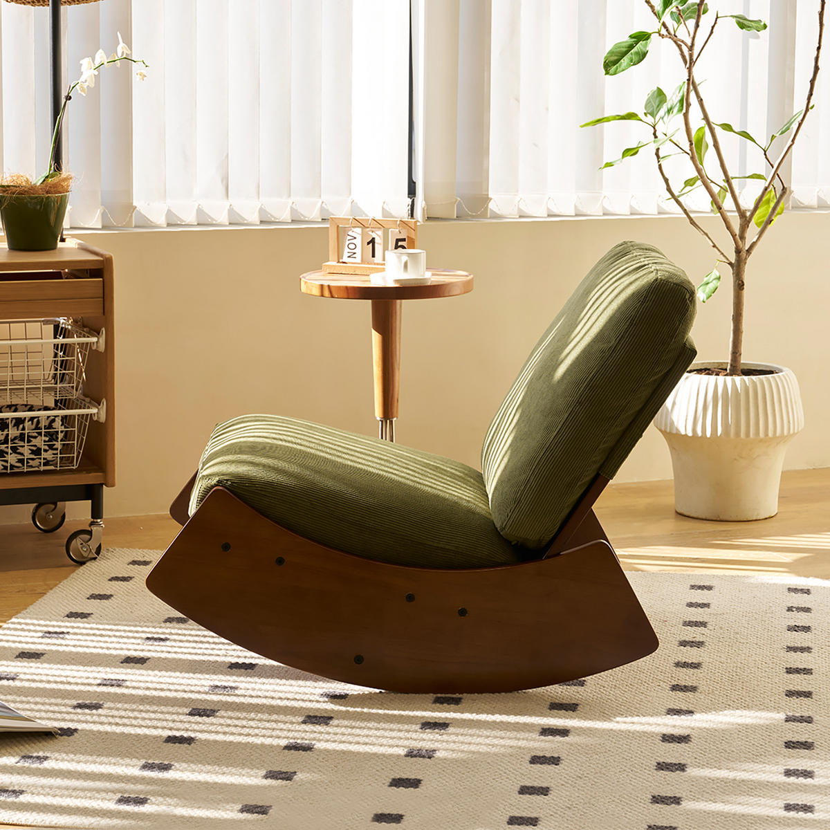 SCHAUKELSTUHL 2-teiliges Set Grün Cord - Grün, Textil (61.5/71.9/90cm) - Oxeza