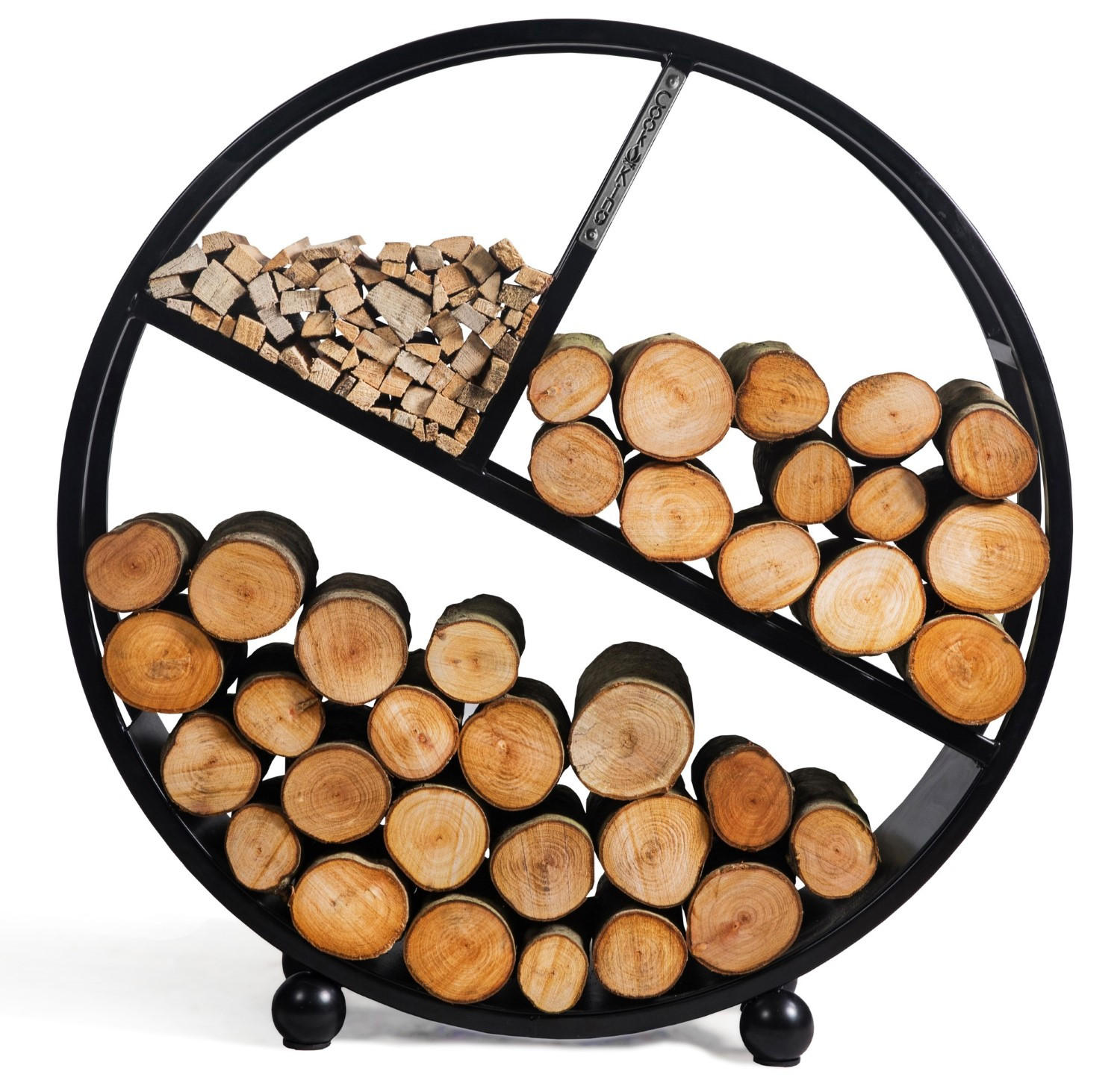 KAMINHOLZREGAL Kalifornien rund Stahl schwarz Ø 80 cm - Schwarz, Metall (80/80/25cm) - Mr. Deko