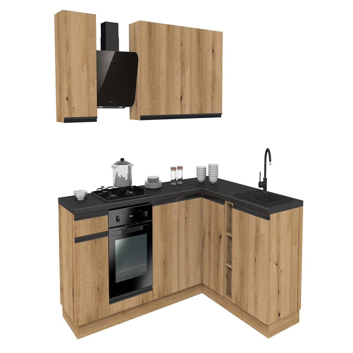 WINKELKÜCHE 240x180 cm mit Arbeitsplatte- SIMPLY Z17 - in Eiche - Eichefarben, Holz/Holzwerkstoff (420/212/53cm)