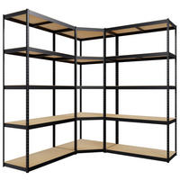 REGALSYSTEM 2 Lagerregal mit 1 Eckregal Metall schwarz - Schwarz, Metall (160/180/160cm) - CLP