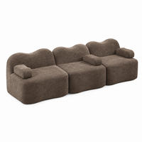 SOFA modular mit tiefer Sitzfläche Samt Braun - Braun, Holzwerkstoff (98/70/288cm) - Meubliv