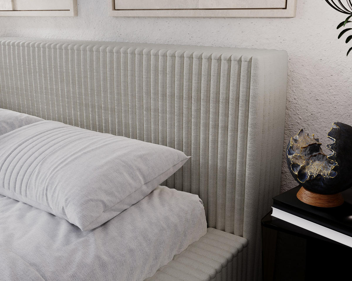 POLSTERBETT mit Bettkasten 200x200 Buffy, Cordstoff, Hellgrau - Hellgrau, Holz/Textil (200/200cm) - Emporius