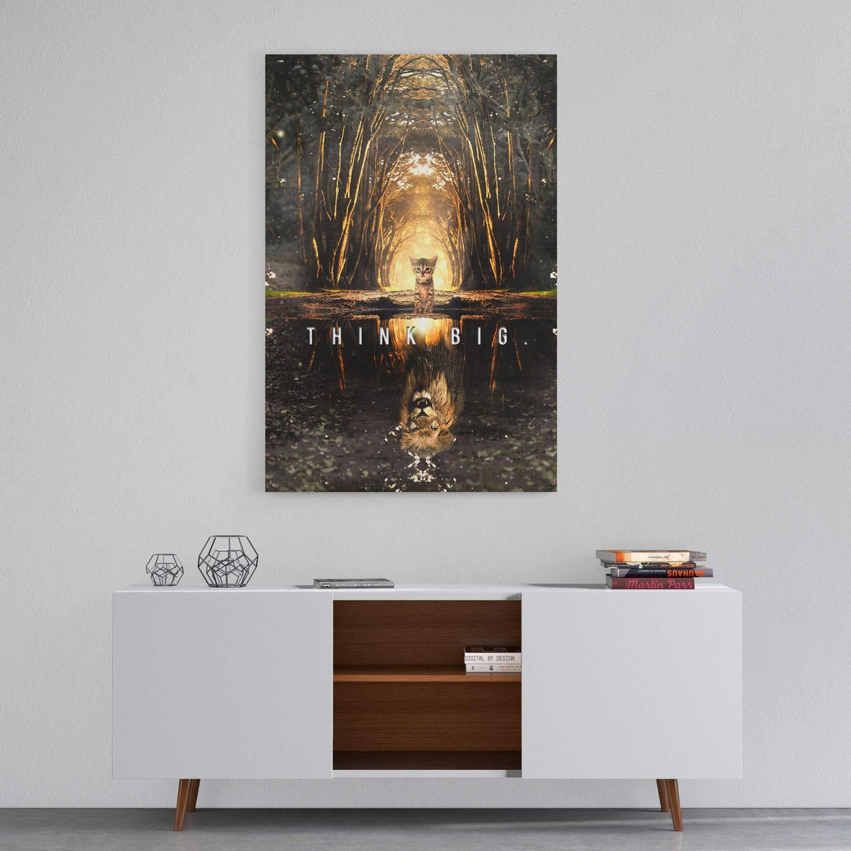 WANDBILD XXL "Think Big" - 80 x 120 cm - Weiß, Textil (80/120cm) - Hustling Sharks