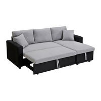 SCHLAFSOFA - 4 Personen-Sitzer - Stoff - Schwarz, Hellgrau - - Schwarz, Textil (223/85/146cm) - Vente-Unique
