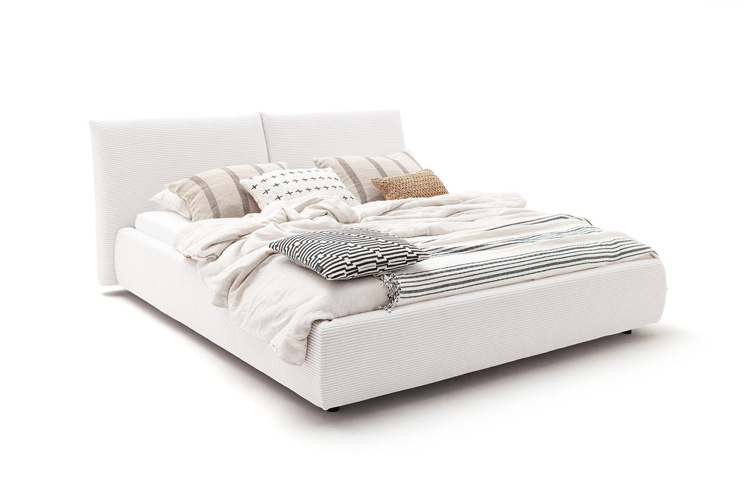 POLSTERBETT HENRY Cremeweiß Cord - Creme/Weiß, Textil (160/200cm) - KAWOLA