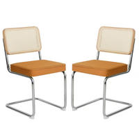 SCHWINGSTUHL 2-er Set,Freischwinger,Esszimmerstuhl,Samt-Orange - Orange, Metall (46.4/84.6/53cm) - LVHOM