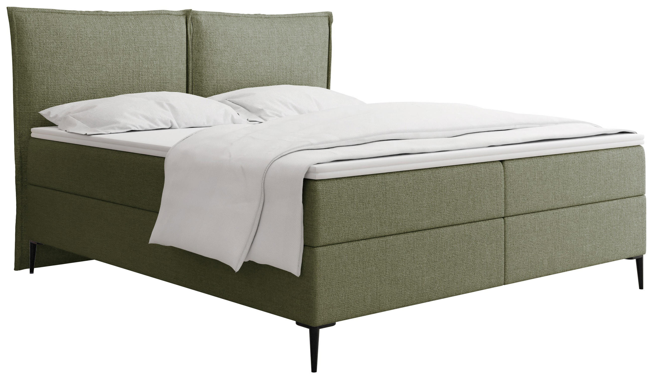BOXBETT Calio Rise mit Bettkasten, Grün Chenille 140x200 cm – inkl. H4 Taschenfederkern Matratze & Foam Topper - Creme/Schwarz, Holz/Holzwerkstoff (140/200cm) - WFL GROUP