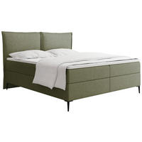BOXBETT Calio Rise mit Bettkasten, Grün Chenille 180x200 cm – inkl. H4 Taschenfederkern Matratze & Foam Topper - Creme/Schwarz, Holz/Holzwerkstoff (180/200cm) - WFL GROUP