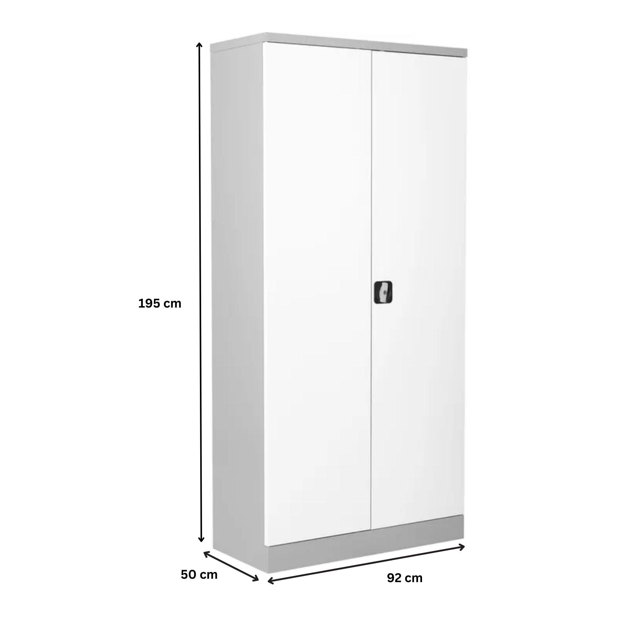 STAHLSCHRANK Bee mit 8 lackierten Fachböden 195x92x50 cm Korpusfarbe Lichtgrau Frontfarbe Verkehrsweiß - Weiß, Metall (92/195/50cm)