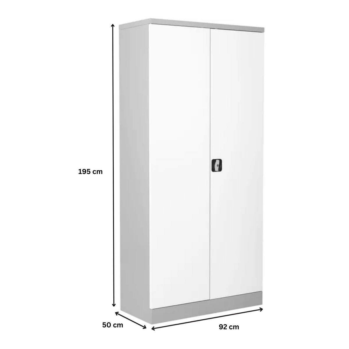 STAHLSCHRANK Bee mit 7 lackierten Fachböden 195x92x50 cm Korpusfarbe Lichtgrau Frontfarbe Verkehrsweiß - Weiß, Metall (92/195/50cm)