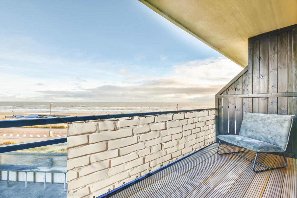 BALKON-SICHTSCHUTZ Ziegel - Wand - Licht - Weiß - Creme, Kunststoff (500/120cm) - MuchoWow