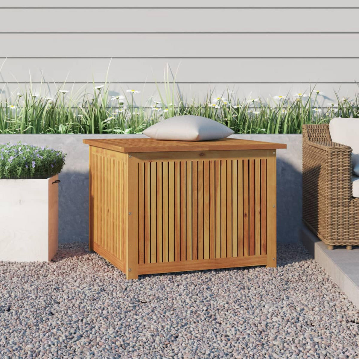 GARTENBOX 75x75x58 cm Massivholz Akazie - Braun, Holz (75/58/75cm) - furnicato