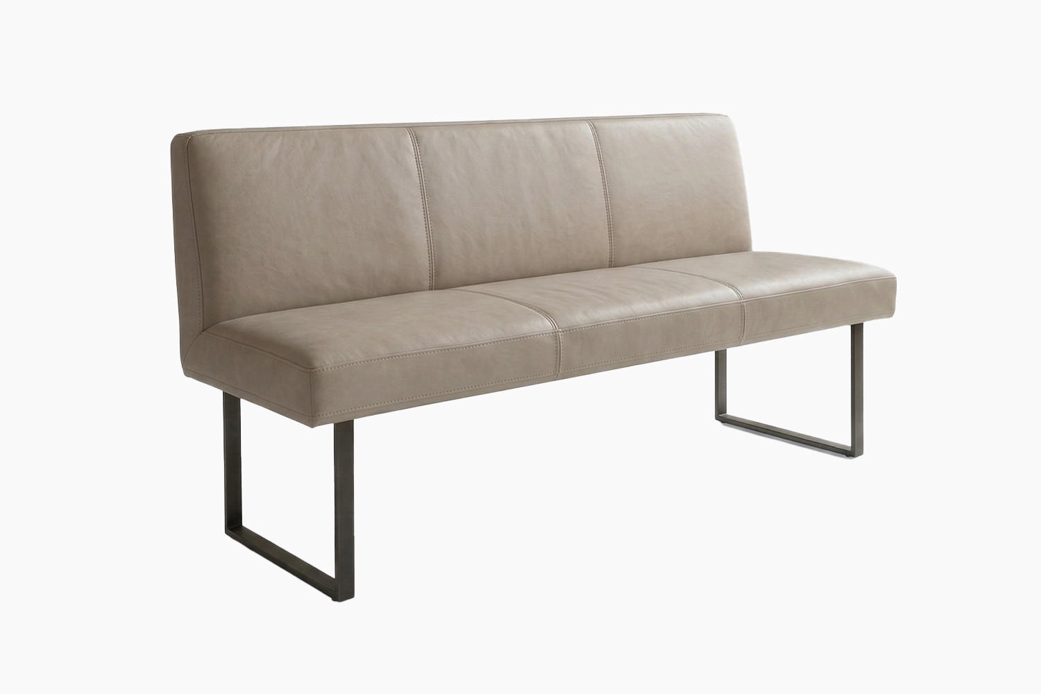 ESSZIMMERBANK ELEEN Grau Leder - Grau, Leder (123/85/69cm) - KAWOLA