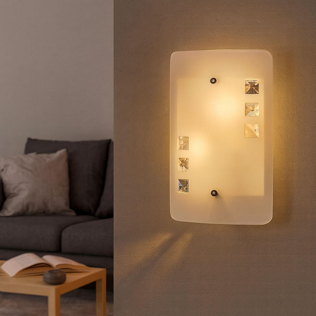 WANDLEUCHTE Glas Weiß Kristalloptik 2 flammig - Weiß, Glas (28/17.5/28cm) - Esto