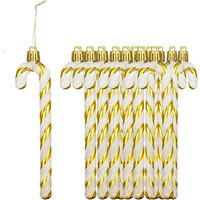 WEIHNACHTSBAUMSCHMUCK 12-teiliges Set Zuckerstangen-Anhänger Weiß-Gold - Multicolor, Kunststoff (3/1/10cm)