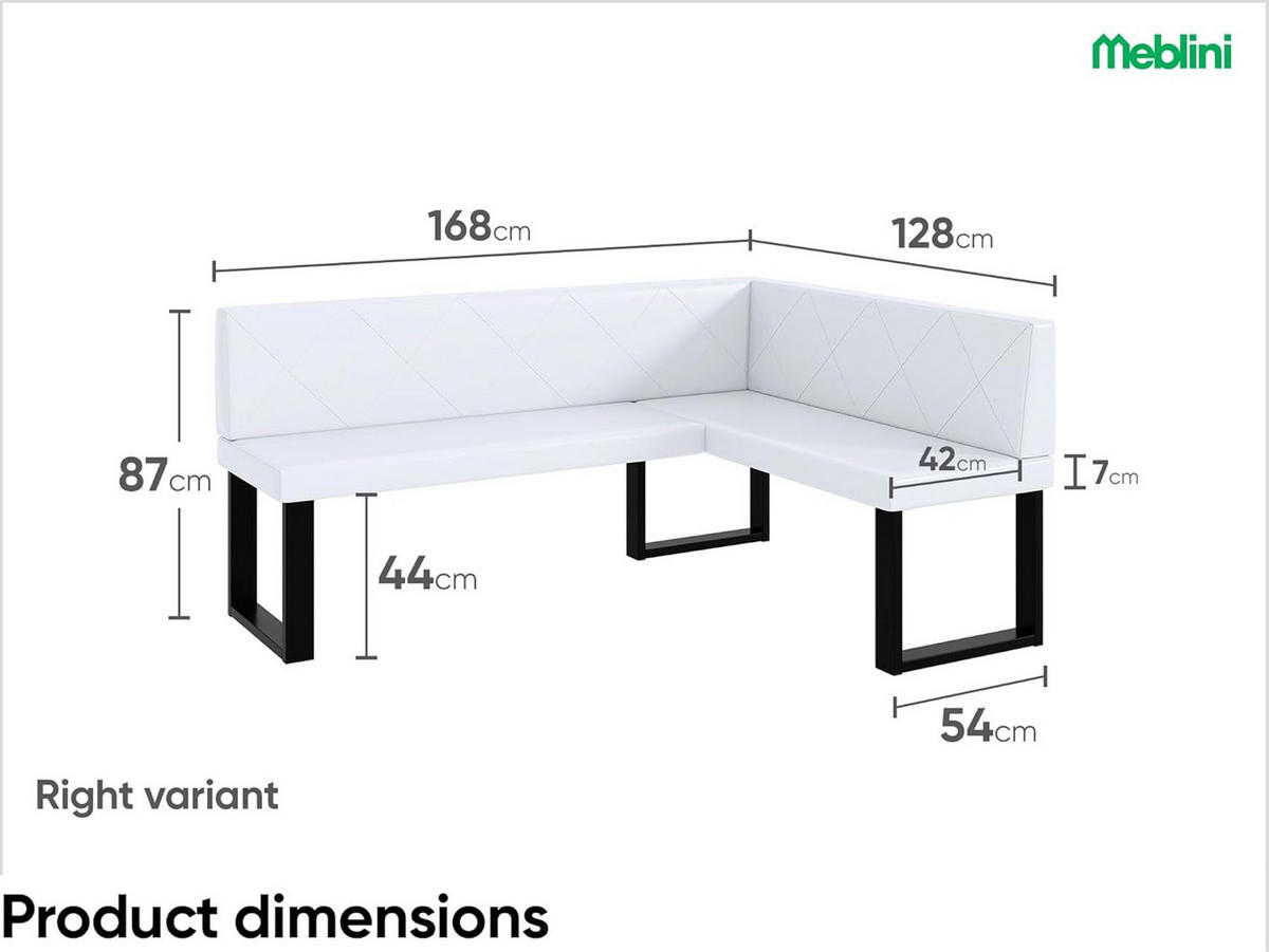 ECKBANK ERIC_U - Weiß, Leder (128/168cm) - Meblini