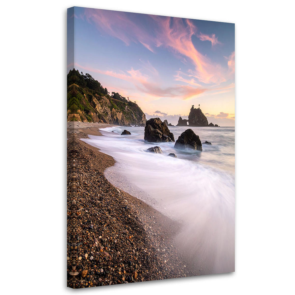 LEINWANDBILD Meereslandschaft Strand Natur 70x100cm - Grau, Textil (70/100cm) - Feeby