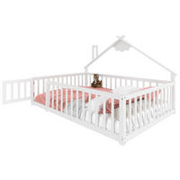 KINDERBETT Hausbett 140/190 cm, Weiß mit Geländer - Weiß, Holz (140/190cm) - MIVRAY